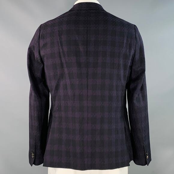 PAUL SMITH Size 44 Soho Purple Black Plaid Wool Notch Lapel Sport Coat - Picture 5 of 11